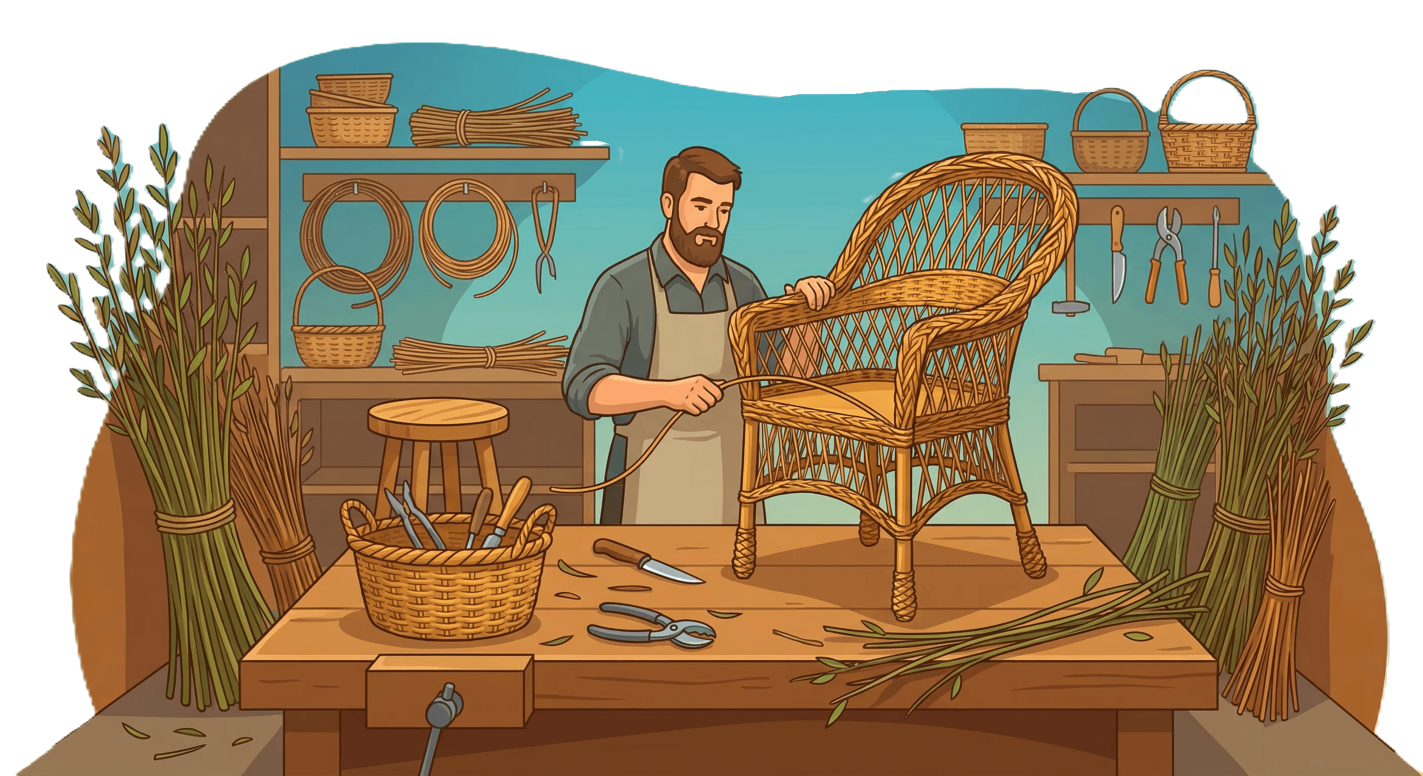 Мастерская ручного производства мебели из ивовой лозы